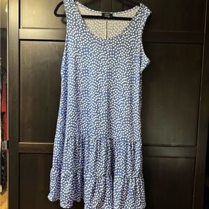 MSK  Blue Ruffled Tiered Sundress